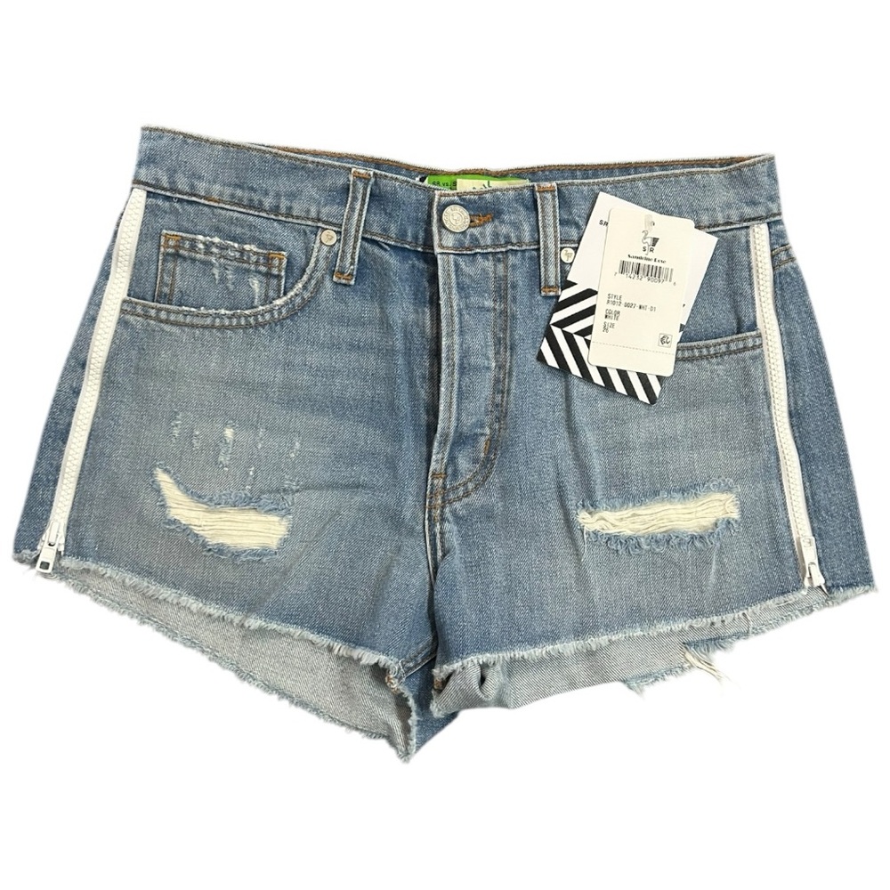 Sandrine Rose Free People NWT Side Zip Button Fly Distressed Denim Shorts Sz 26
